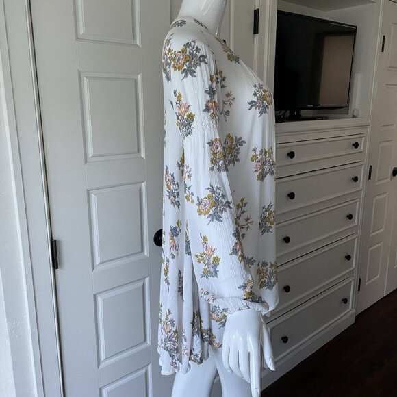 Free People Dress XS Mini Floral Gardenia Swing Tunic Boho Flowy Cottagecore - Picture 4 of 12